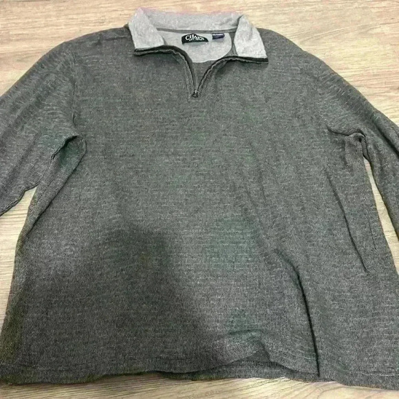 Men’s Chaps 100% Cotton Long Sleeve 3/4 Zip Polo Gray Size XXL - Picture 5 of 7